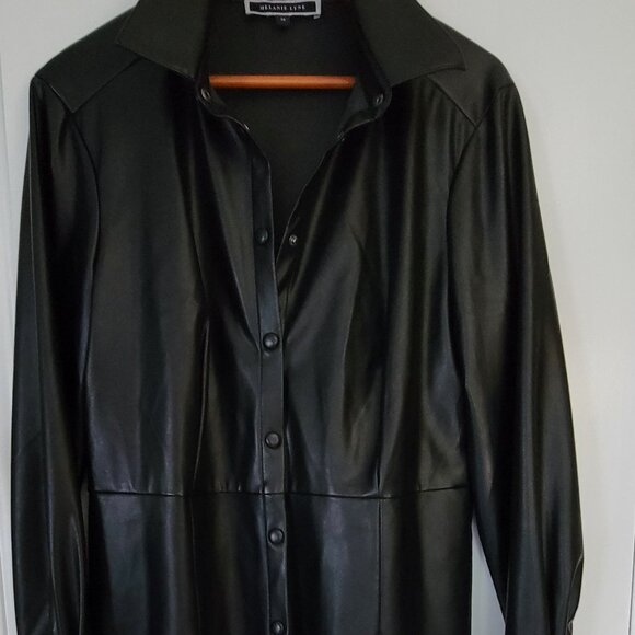 Melanie Lyne Womens Vegan Leather Long Sleeve Button Down Size 12 - Picture 3 of 3